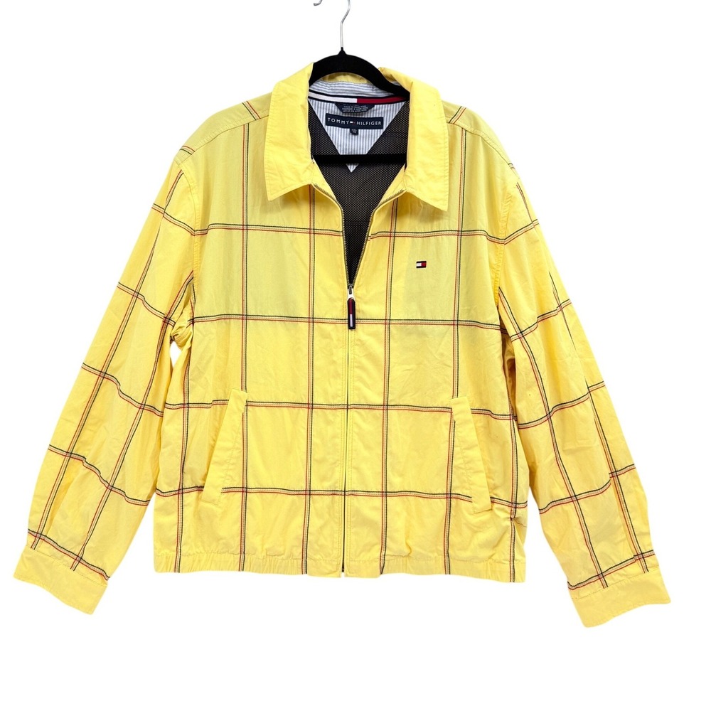 Vintage Tommy Hilfiger Yellow Plaid Harrington Jacket Mens XXL Windbreaker